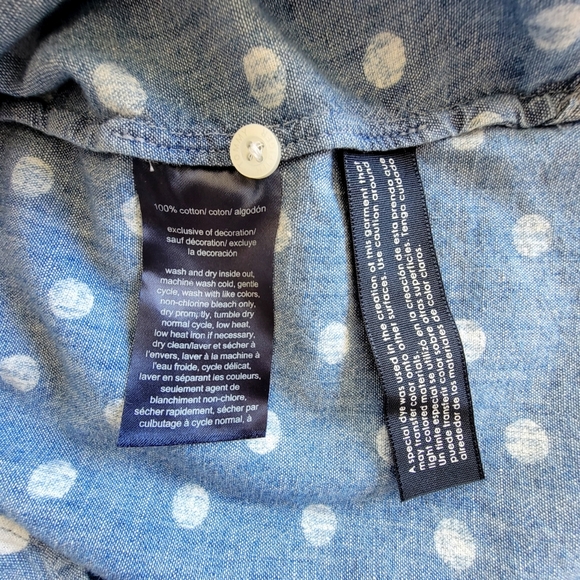 🌻 Tommy Hilfiger Polka Dot Short-Sleeved Button-Down Blouse Size Small - Picture 4 of 4